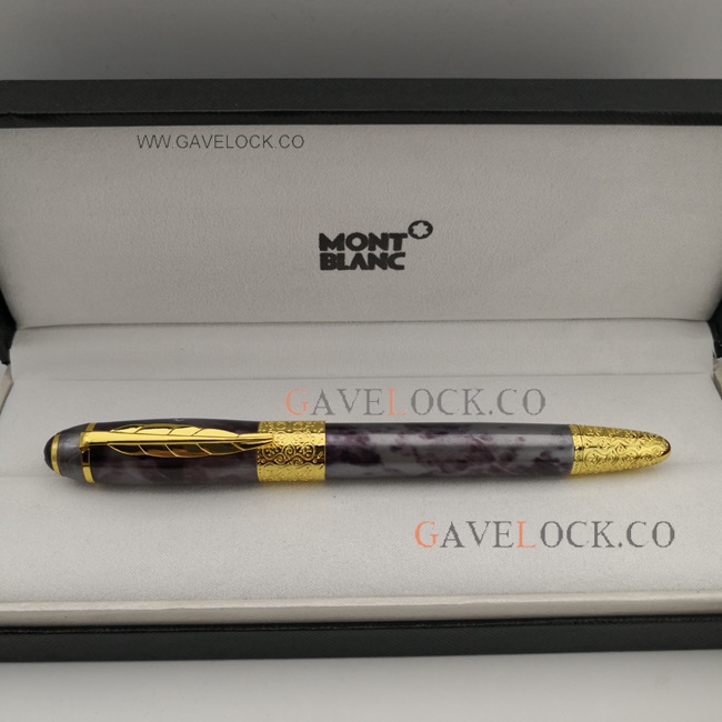 Daniel Defoe Montblanc Rollerball Pen Dark Red Gold Clip